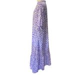 Purple and White V neck Boho Patterned Maxi Dress with tassels Size large NEW Photo 2