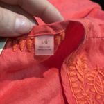 Elie Tahari Elite Tahari size Large‎ island hibiscus tank top v-neck 100% linen embroidered Photo 4