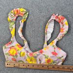Aerie Scoop Bikini Top Size Small Pale Pink Floral Ruffle Swim New Photo 1