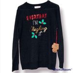 Poof! POOF New York junior sweater Christmas sequins everyday I’m sleighing holiday Photo 9