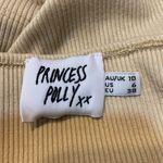 Princess Polly  Crop‎ Top 6 Beige Ribbed Knit Sweetheart Ruched Long Sleeve Photo 6