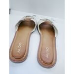 ALDO  Qelajar Slide Sandals Women's Size 6 Off White With Gold Buckle Classic Min Photo 4