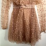 For Love & Lemons All That Glitters Star Sheer Tulle Mini Dress M Tan Cream Photo 6