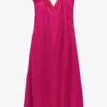 ZARA WOMAN MIDI DRESS WITH STRAPS Knot Ruching FUCHSIA PINK Size XS Photo 7