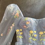 Women’s Blue Dress Embroidered Flowers & Butterflies Corset Back Size 8 **READ Blue Photo 11