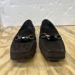 Stuart Weitzman  Jeweled Loafer Women's 8.5M Suede Brown Block Heel Career Preppy Photo 3