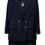 Ralph Lauren Lauren Navy Wool Blazer & Skirt Suit Gold Crest Buttons USA Size 8 Photo 0