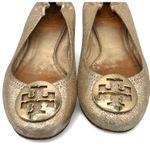 Tory Burch  Minnie Travel Metallic Gold Sz 7 Shimmer Medallion Flats w/ COA Photo 2