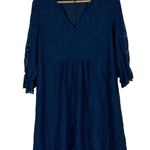 Madewell  Slowsong Dress Womens 0 Navy Blue Embroidered Lace Coastal Grandmother Photo 1