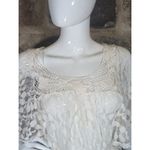 Derek Heart  Top Sheer Lace Peplum Hem White Flutter Sleeve Woman's‎ Size Medium Photo 1
