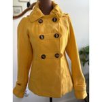 Pink Envelope Yellow Hooded Pea Coat Women's Small Double Breasted Stylish Photo 1