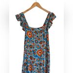 House of Harlow 1960 Blue Orange Ruffled Flutter Sleeve Maxi Boho Dress M Size M Photo 2