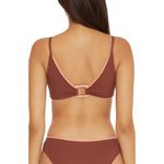 Becca By Rebecca Virtue Reversible Bikini Top Pink & Burgundy Ribbed Size S Photo 2