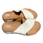 Sorel  Women’s Vibe Criss Cross Slide Sandals – Tan & Cream – Size 10.5 Photo 1