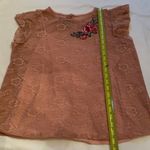 Iz Byer dusty pink lace embroidered flower fancy top XL Photo 3