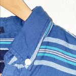 American Eagle  Blue Striped Button Down Shirt Photo 5