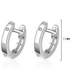 Boutique NEW 18k White‎ Gold Plated Diamond Huggie Hoop Earrings Photo 6