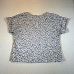 MELLODAY  Womens Black White Speckled Print Short Sleeve Zipper detail Top Size M Photo 1