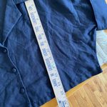 Ostra Brasil Drop Sleeve Navy Linen Short Blouse Shirt Size XS Black Photo 6