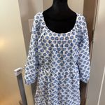 J.Crew NWT Scoop Neck Blue White Shell Long Sleeve Puff Popover Tiered Dress 18 Photo 1