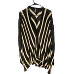 Free People Medium Black Beige Chevron Striped Chunky Circle Cardigan Sweater Photo 2