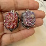Silver aura Quartz druzy earrings Photo 1