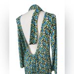 ZARA  Open Back High Neck Midi Length Green Floral Dress size L Photo 6