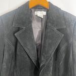 Newport News Black Suede Look 100% Soft Leather Button Front Jacket Size 10 Photo 2