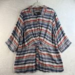 Catherines 1X 18W 20W Twist Front Tunic Top Plaid Half Sleeve Preppy Flattering Photo 1