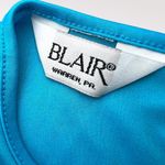 Blair Blue Short Sleeve Top Pullover Blouse Keyhole Back Size Medium Photo 2