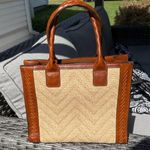 Patricia Nash , curry leather woven straw tote Photo 0