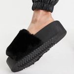 ASOS Furry Platform Slides Photo 1