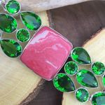 Rainbow Calsillica & Peridot Sterling Silver Toggle Bracelet Green Photo 2