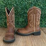 Justin Women’s 7.5B Brown Leather Roper Cowboy Boots – Western Classic Photo 4