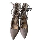 Vince Camuto  Barsha Suede Lace Up Taupe Heel Shoes Size 6.5M Photo 2