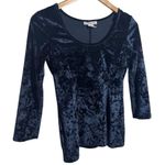 Vintage Y2K Top Women Size S Blue Velvet 3/4 Sleeve Stretch Fitted Bratz Witchy Photo 2
