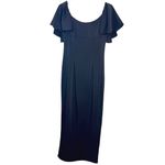 Mac Duggal NWOT Women’s Crepe Fitted Dress Short Ruffle Sleeves Black Size 6 Photo 3