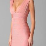 Herve Leger Authentic Herve Ledger Martina Blush Deep V Bandage Bodycon Mini Dress Photo 2