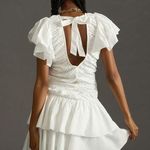 Anthropologie  | LOVE THE LABEL L RUFFLED MINI DRESS in White NWT Photo 0