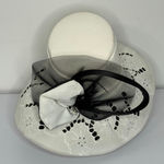 Moshita Couture by Night Studio White & Black Lace Embellished Church Dress Hat Photo 3