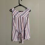 Seven7 Seven 100% Cotton Size Small Sleeveless Top White Red Blue Stripes New Tie Back Photo 1