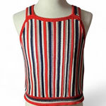 Gap  Striped Crocheted‎ Tank Top Red White Blue Sleeveless Casual Knit Summer Photo 0