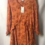 A loves A NWT WOMENS SZ XS DRESS RUFFLED RUST AND WINE FLORAL DESIGN Photo 1