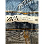 ZARA  Women's Blue Distressed High Waisted Straight Cropped Denim Jeans Size S Photo 3