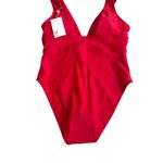 Quince Red Italian Plunge One Piece Swimsuit Bathing Suit Size Large NEW NWT Photo 1