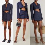 Jacquemus NWT Arles Mini Cutout Blazer Dress Linen Dark Blue Size 34 (2 US) Photo 3