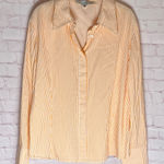 Ellen Tracy  Orange and White Striped Button Down blouse Woman’s Size 16 Photo 0