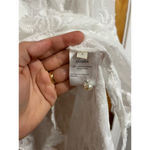 Women’s Gossia White Puff Sleeve Frilly Lace Feminine Jacquard Blouse Size Small Photo 4