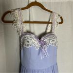Azazie  Light Purple & White Lace Trim Sweetheart Neckline Bridesmaid Midi Dress Photo 2