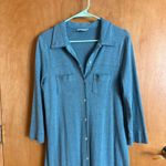 Fresh Produce  Sportswear Shirt Dress Blue Button Down Maxi Collared Pockets S Photo 1